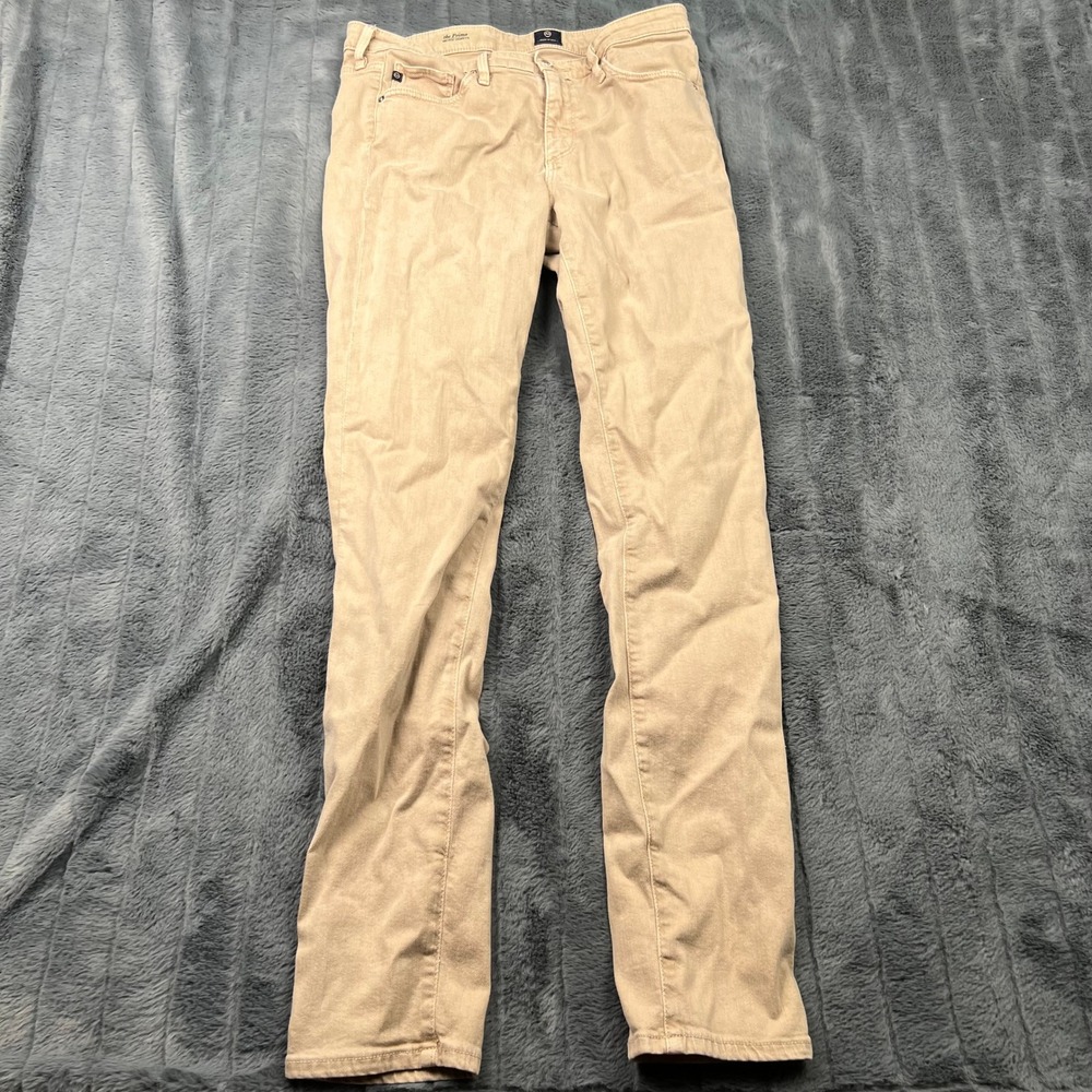 AG Adriano Goldschmied The Prima Mid Rise Cigarette Jeans Tan Khaki 29R 13228
